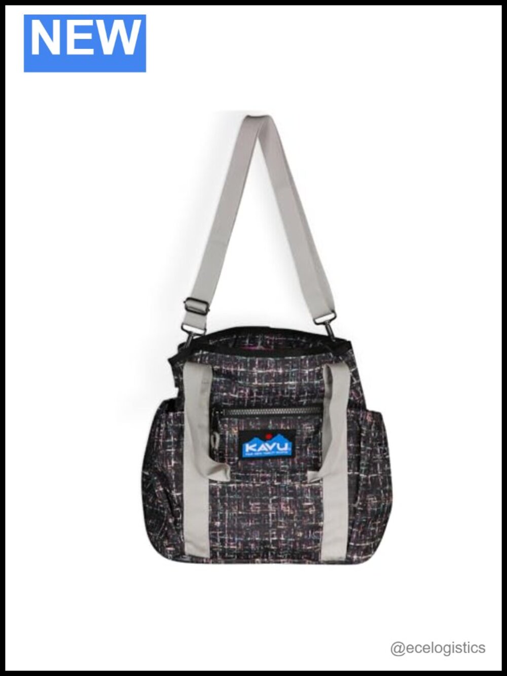 KAVU Tote - Houndstooth Medium Tote Bag - Adjustable Shoulder Strap, 7 Pockets